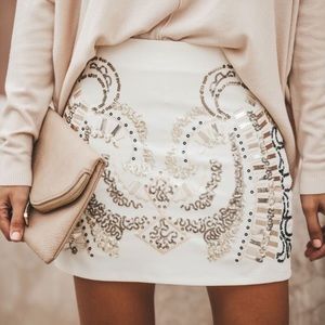 Vici ivory beaded skirt